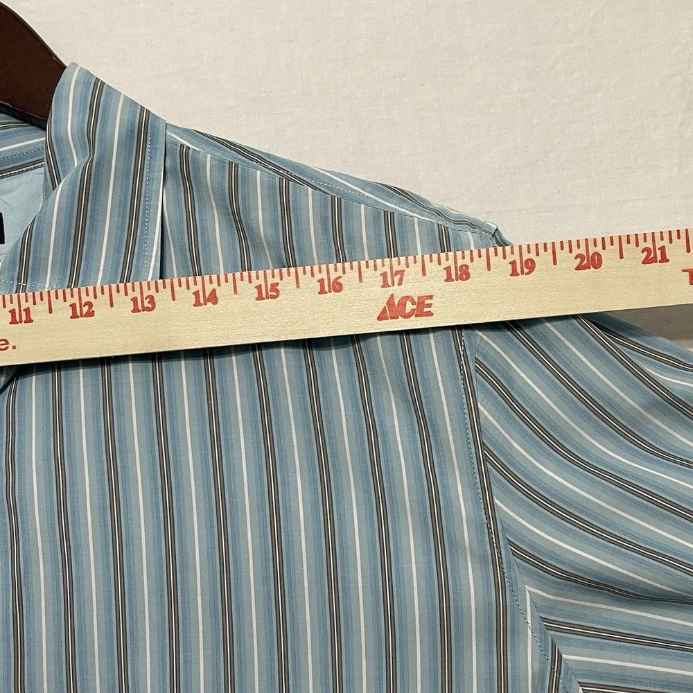 Banana Republic Classic Mens L 16-16.5 Blue Stripe 100% Cotton Dress Shirt